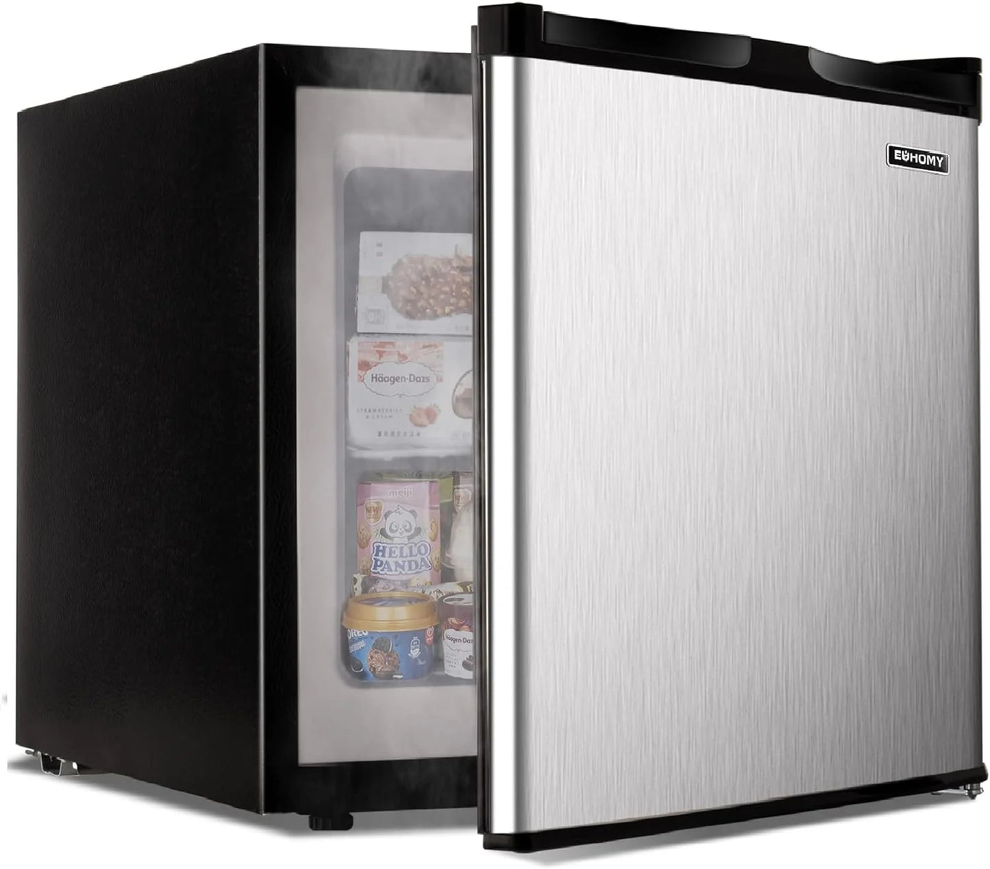 Upright freezer, 3.0 Cubic Feet, Single Door Compact Mini Freezer with Reversible Stainless Steel Door, Small freezer for Home/Dorms/Apartment/Office (Silver)