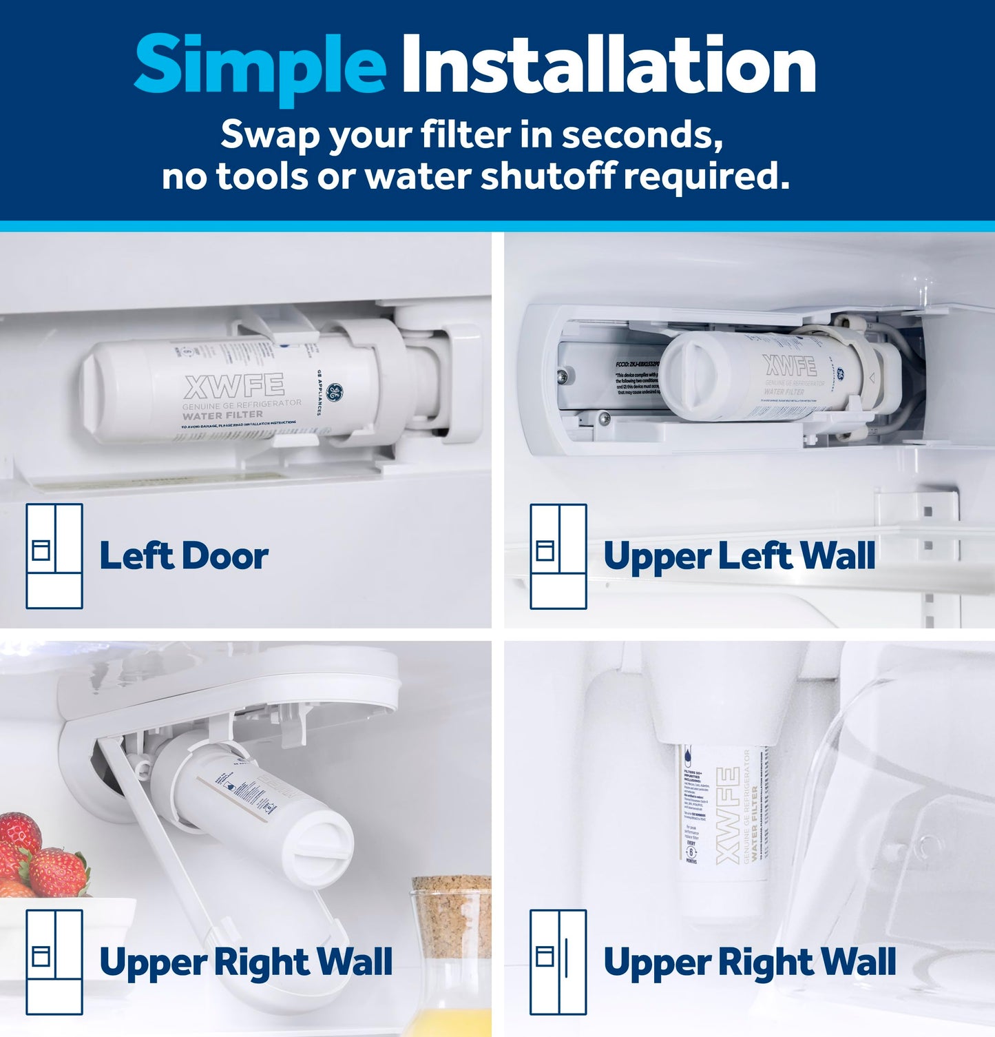 GE XWFE Refrigerator Water Filter - Lead & Impurities Reduction