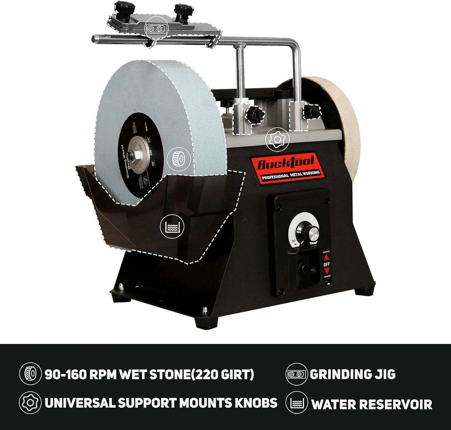BUCKTOOL 10" Wet Sharpening System, Variable Speed, SCM8103