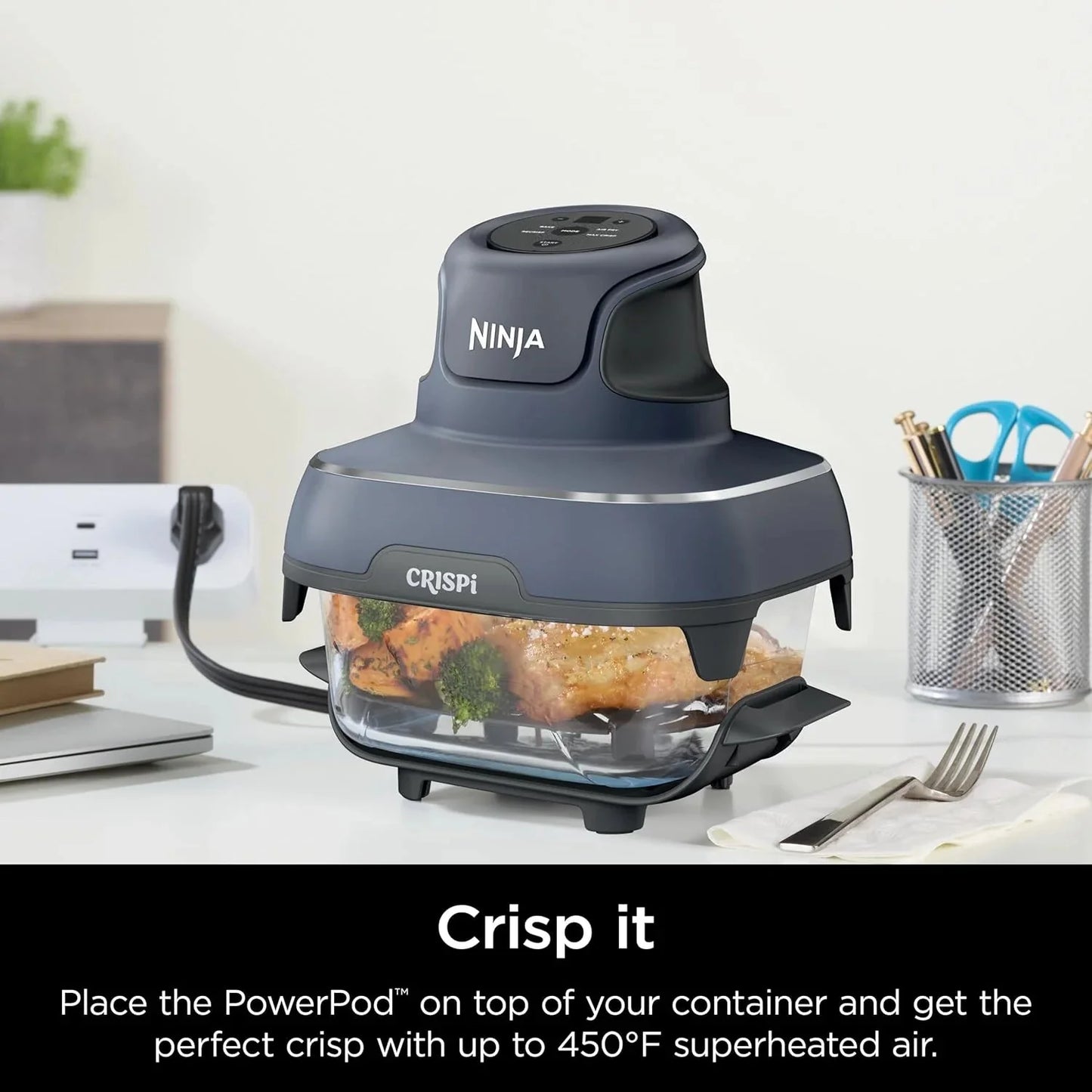 Ninja Crispi 4-in-1 Portable Glass Air Fryer Cooking System, 1500W, 4QT & 6-Cup TempWare Glass Containers with Storage Lids, Microwave, Freezer & Dishwasher Safe