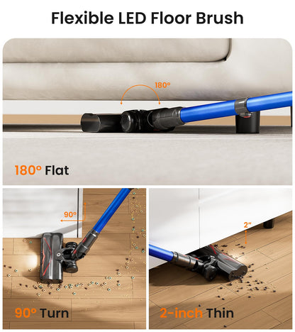 NADALY Cordless Vacuum Cleaner 550W 65Min Lightweight 8-in-1
