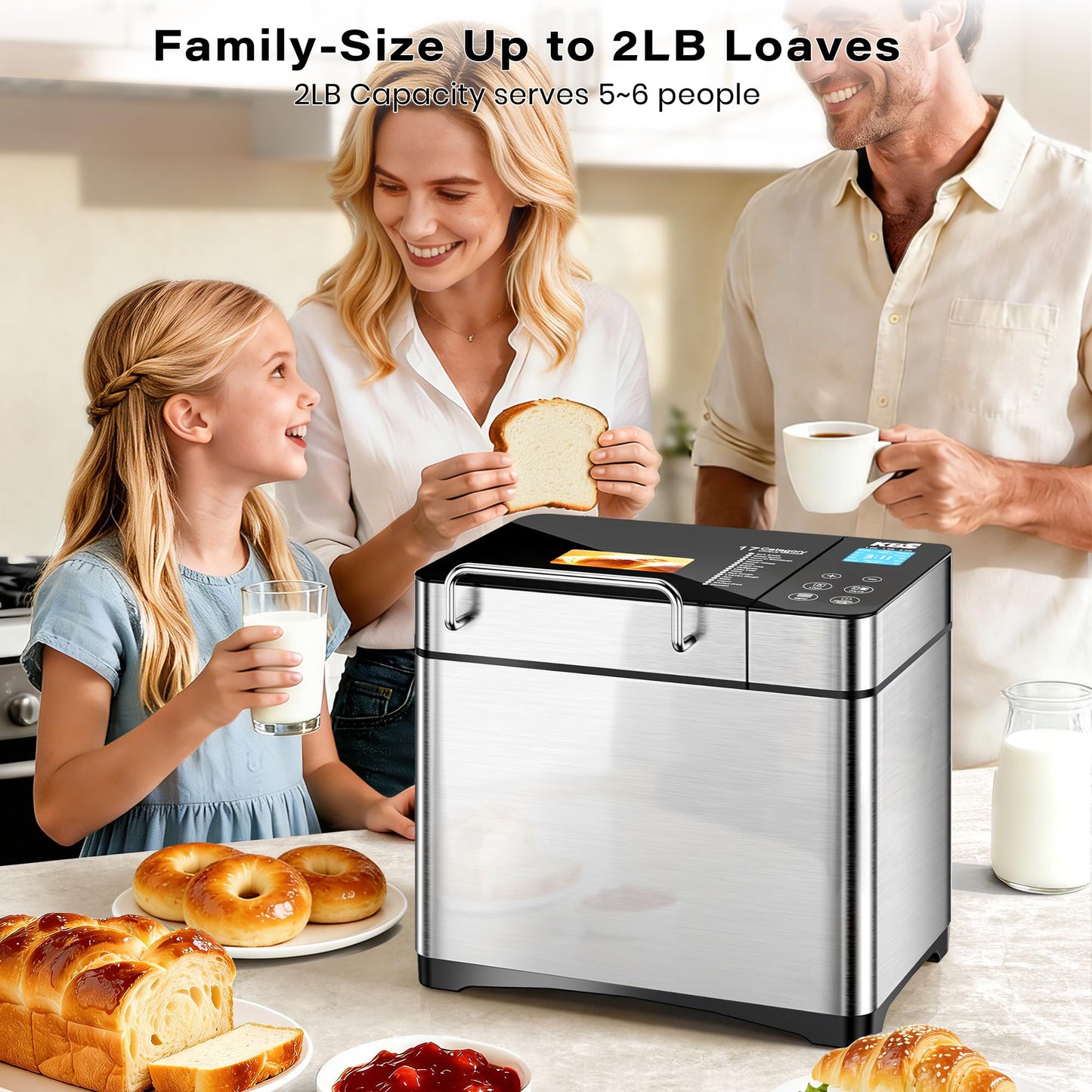 KBS Pro 710W Bread Maker - 17-in-1 Smart Bread Machine