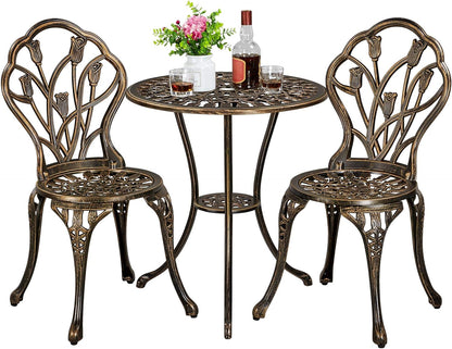 Patio Bistro Sets 3 Piece Cast Aluminum Bistro Table