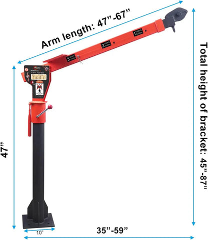 Pismire Winch Versatile 0.5T Folding Truck-Mounted Bed Crane Hoist Lift Pickup with Electric Winch 3500 lb 12V, Painted Steel 1100 lb Pickup 360 Swivel Base