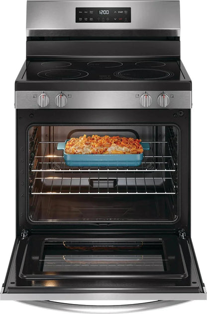 Frigidaire 30-in Glass Top 5 Burners 5.3-cu ft Steam Cleaning Freestanding Electric Range (EasyCare Stainless Steel)