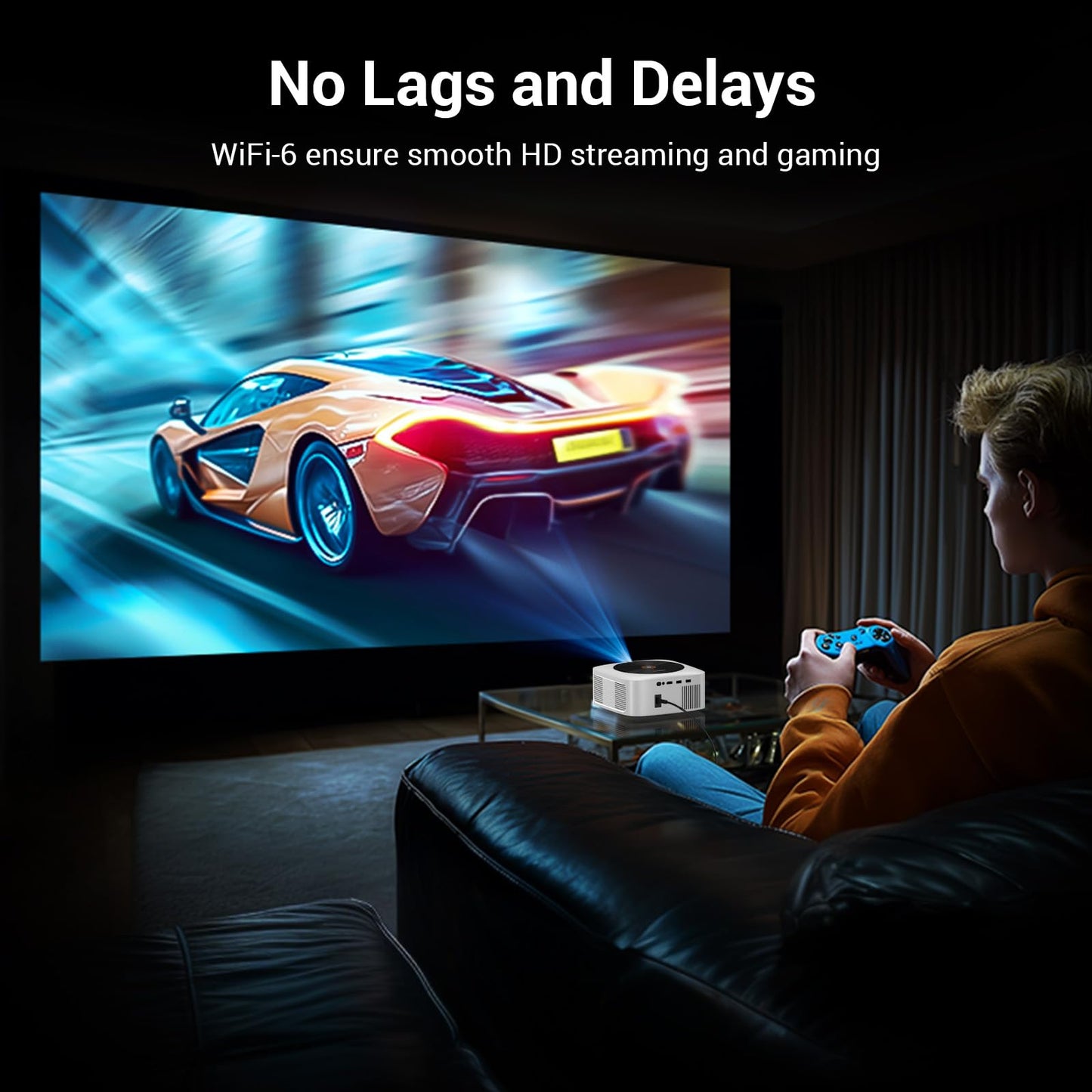 HAPPRUN 1500 ANSI Lumens Smart Outdoor Projector, 4K Resolution