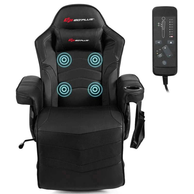 Pu Leather Massage Gaming Chair Ergonomic High Back Racing Style Gaming Recliner With Adjustable Backrest Amp Footrest Cup Holder Side Pouch - Comfortable And Ergonomic Design