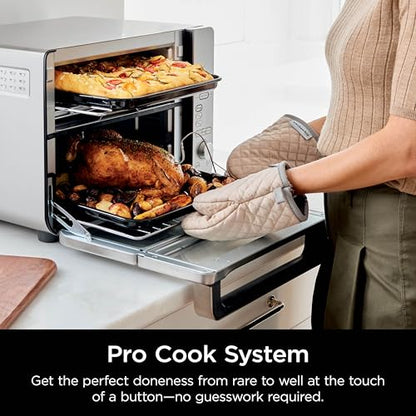 Ninja Countertop Oven Double Stack XL & Air Fryer with Pro Cook System, 12 in 1, Flexdoor, FlavorSeal, SMART FINISH with DualZone Technology, Air Fryer, Bake, Broil, Reheat, Stainless Steel, DCT651