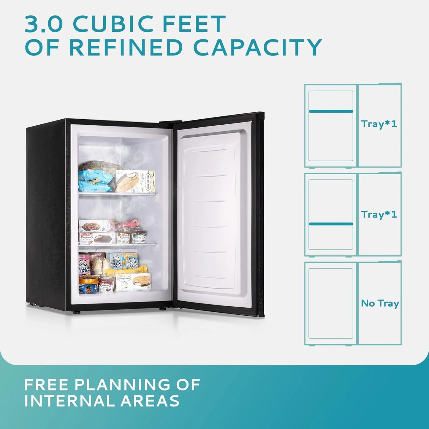 Upright freezer, 3.0 Cubic Feet, Single Door Compact Mini Freezer with Reversible Stainless Steel Door, Small freezer for Home/Dorms/Apartment/Office (Silver)