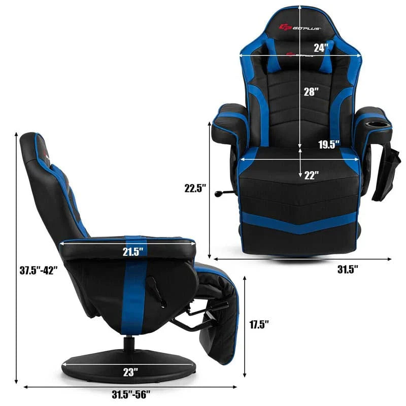 Pu Leather Massage Gaming Chair Ergonomic High Back Racing Style Gaming Recliner With Adjustable Backrest Amp Footrest Cup Holder Side Pouch - Comfortable And Ergonomic Design