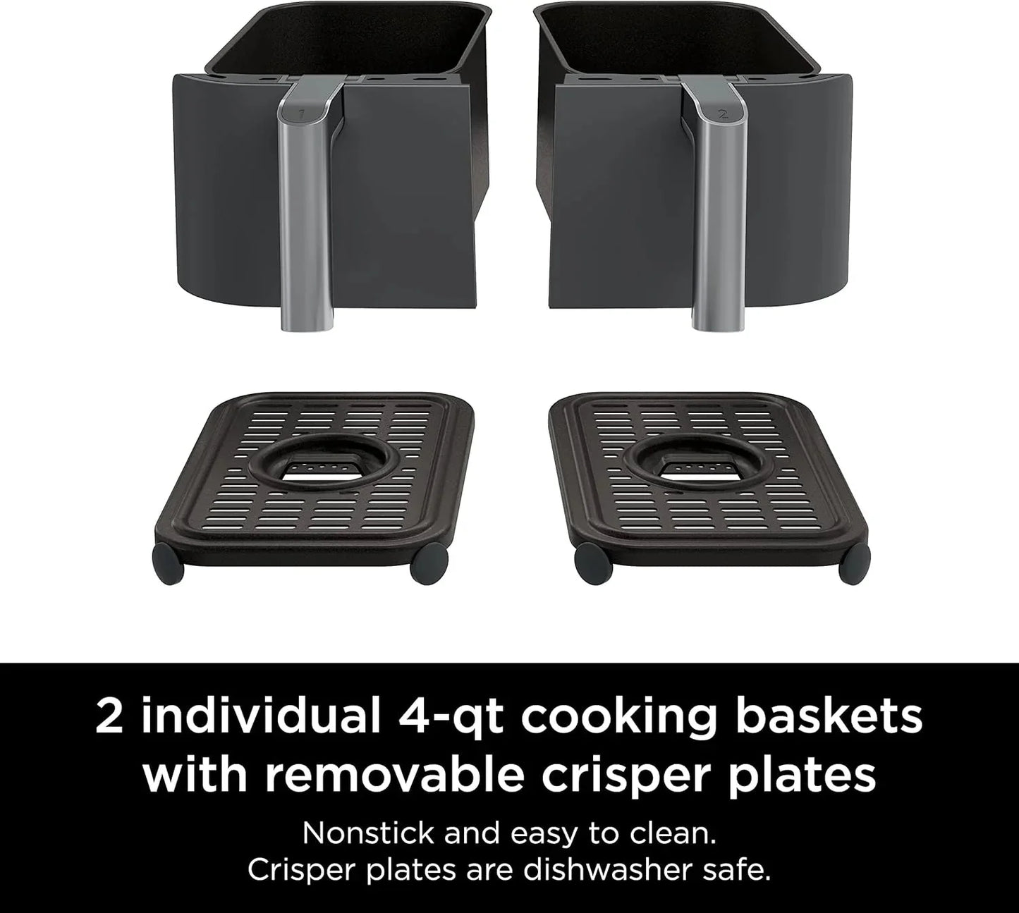 Ninja Foodi 10QT 6-in-1 DualZone Smart XL Air Fryer, 2 Independent 5QT Baskets, Smart Cook Thermometer, Match Cook, Smart Finish, Air Fry, Roast, Bake, Dehydrate, Reheat, Grey, DZ550