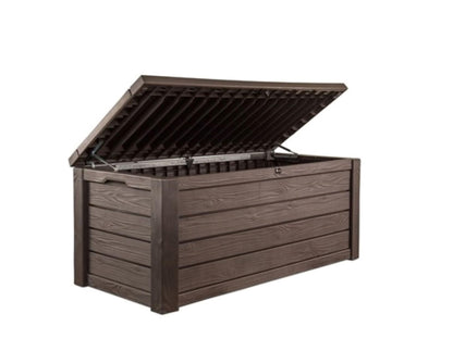 KETER Westwood 150 Gallon Deck Box and Bench Seat, Brown