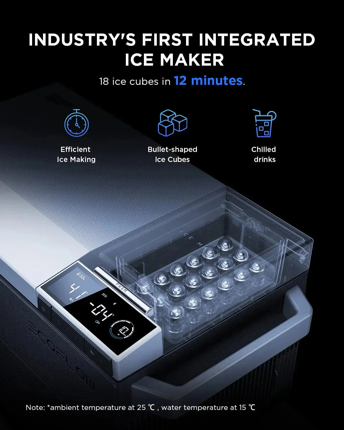 Car Refrigerator, 40 Qt(38L) Portable Refrigerator, Electric Cooler with Ice Maker, Dual Zone WIFI APP Control(-13℃~50℃), 12/24V DC/AC For Camping, Travel, Fishing, Outdoor, Truck