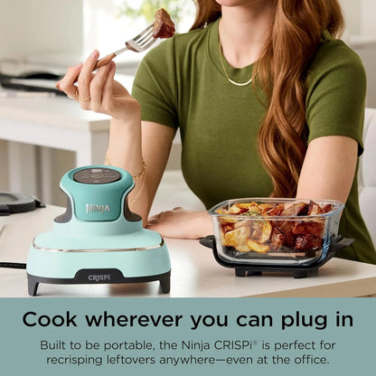 Ninja Crispi 4-in-1 Portable Glass Air Fryer Cooking System, 1500W, 4QT & 6-Cup TempWare Glass Containers with Storage Lids, Microwave, Freezer & Dishwasher Safe