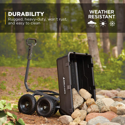 GORILLA CARTS Heavy-Duty Poly Yard Dump Cart - 1200 lb Capacity