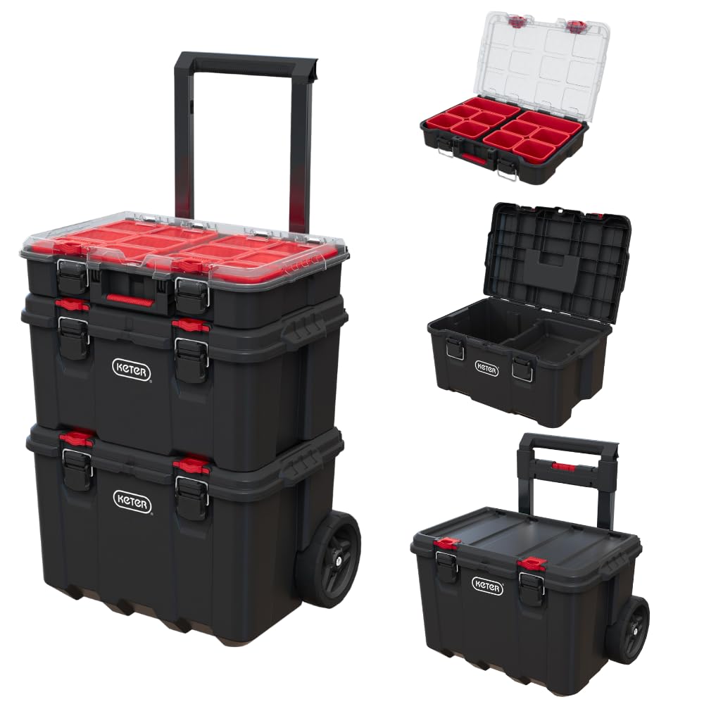 KETER Stack-n-Roll Tools Organizer - 3 Piece Rolling System