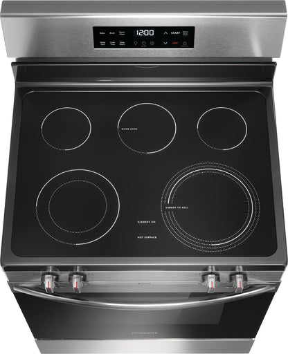 Frigidaire 30-in Glass Top 5 Burners 5.3-cu ft Steam Cleaning Freestanding Electric Range (EasyCare Stainless Steel)