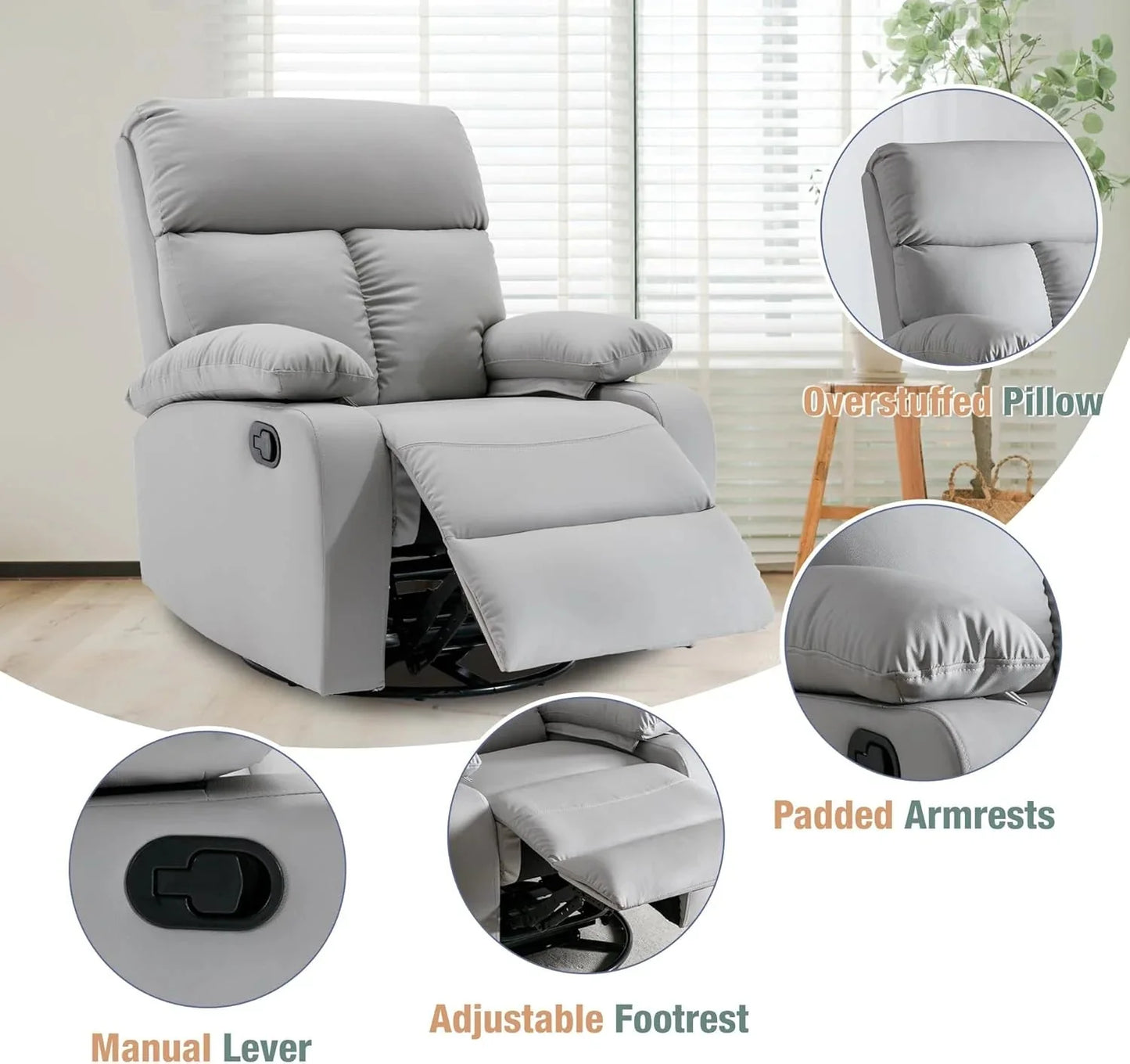 Small Swivel Rocker Recliner Chair for Compact Spaces