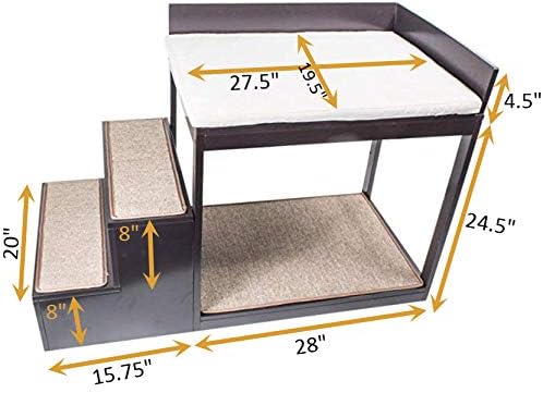 Penn-Plax Buddy Bunk Multi-Level Bed | Pet Stairs for High Beds and Couches | 3 Step System for Small Sized Dogs and Cats | Practical and Accommodating for Modern Homes (DOGF60)