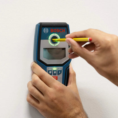Bosch Professional Stud Finder GMS 120 (Drill hole marker, max. detection depth wood/magnetic metal/non-magnetic metal/live cable: 38/120/80/50 mm, in cardboard box) - Amazon Exclusive Set