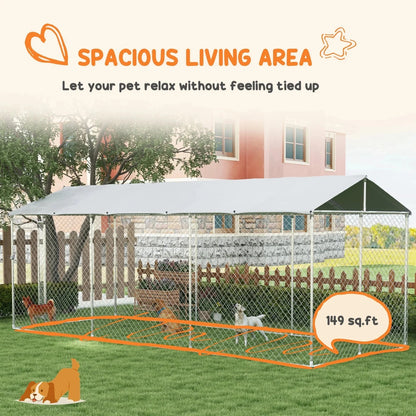 PawHut 19.7' x 7.5' x 7.5' Outdoor Dog Kennel W/ Waterproof Roof