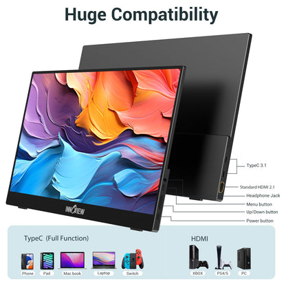 INNOVIEW Portable Monitor 15.6" FHD 1080P HDMI USB-C