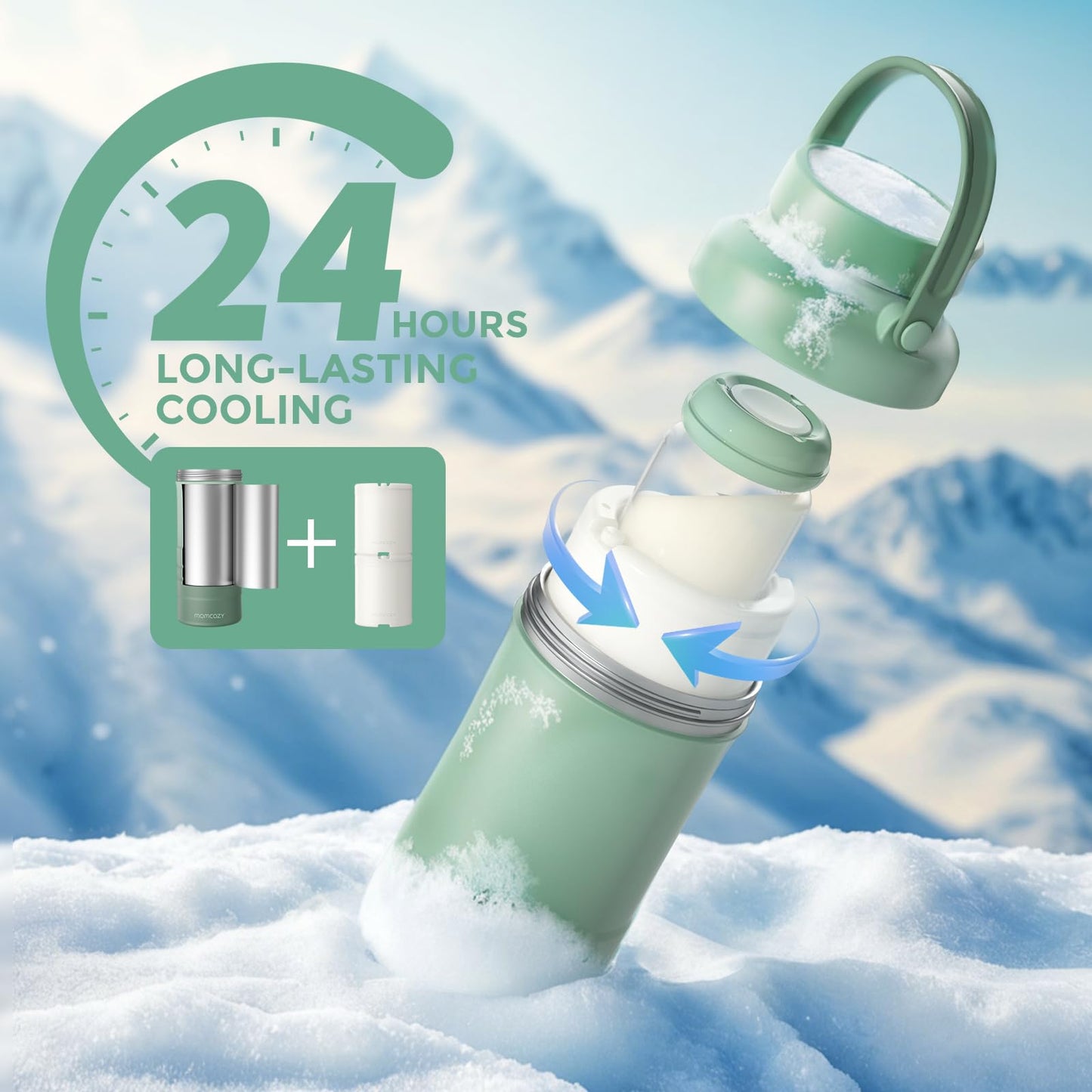 MOMCOZY 22oz Portable Breast Milk Cooler with 24-Hour Chill