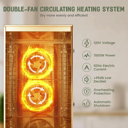 Commercial Food Dehydrator 16 Trays 1500W 70-190°F Large