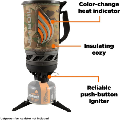 Flash Camping and Backpacking Stove System, Portable Propane/Isobutane Burner with Cooking Cup for Outdoor Trips and Hiking