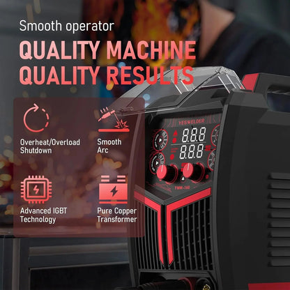 YESWELDER 135Amp MIG Welder,110V Flux Core Welder Flux Core MIG/Lift TIG/Stick 3-in-1 Large LED Digital Display Welding Machine IGBT Inverter Welder FLUX-135PRO