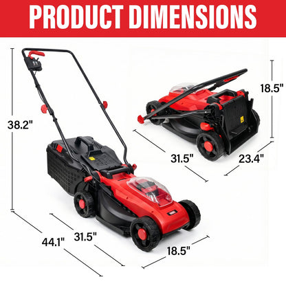 MZK 20V 13" Cordless Electric Lawn Mower with Grass Bag