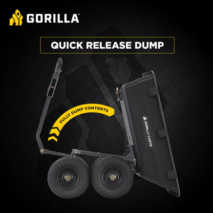 GORILLA CARTS Heavy-Duty Poly Yard Dump Cart - 1200 lb Capacity