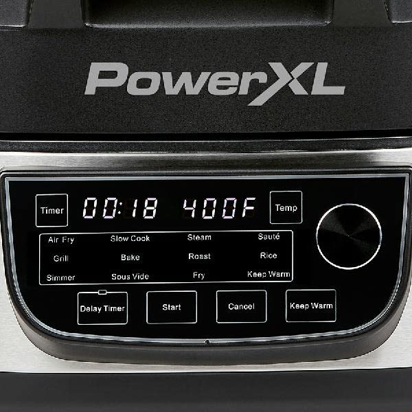 PowerXL Grill Air Fryer Combo Plus 6 QT 12 in 1 Indoor Slow Cooker, Roast, Bake, 1550 Watts, Stainless Steel Finish : Home & Kitchen
