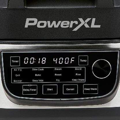 PowerXL Grill Air Fryer Combo Plus 6 QT 12 in 1 Indoor Slow Cooker, Roast, Bake, 1550 Watts, Stainless Steel Finish : Home & Kitchen