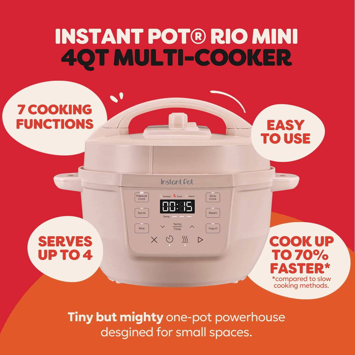 INSTANT POT 4QT RIO Mini 7-in-1 Multi-Cooker & Pressure Cooker