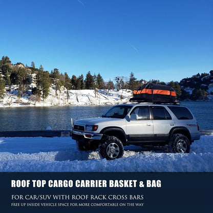 Folding hitch mounted cargo basket 60" With hook stabilizer, net and straps