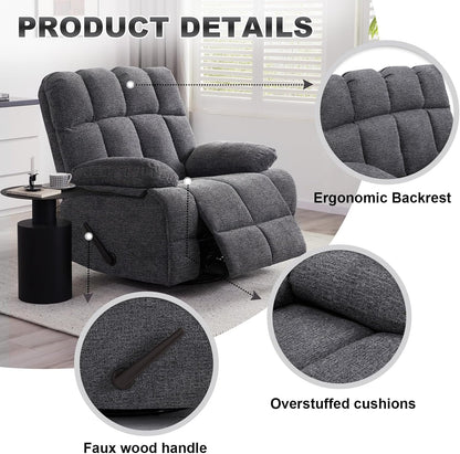 Oversized Swivel Recliner Chair for Big Man Grey
