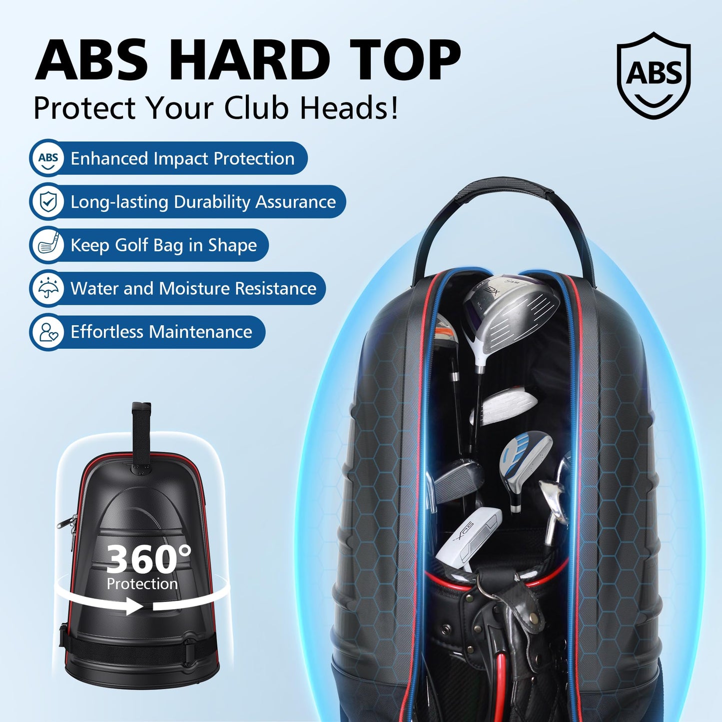 MOJEST Golf Travel Bags with Wheels, Hard Case, 1680D Oxford