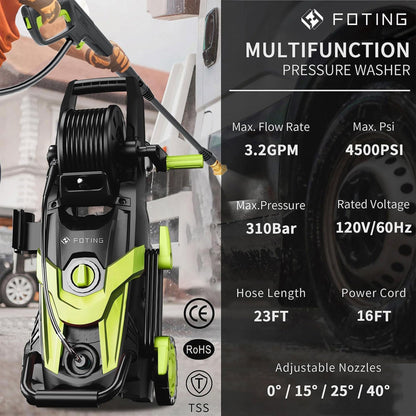 FOTING Upgraded 4500PSI Pressure Power Washer with Accessories