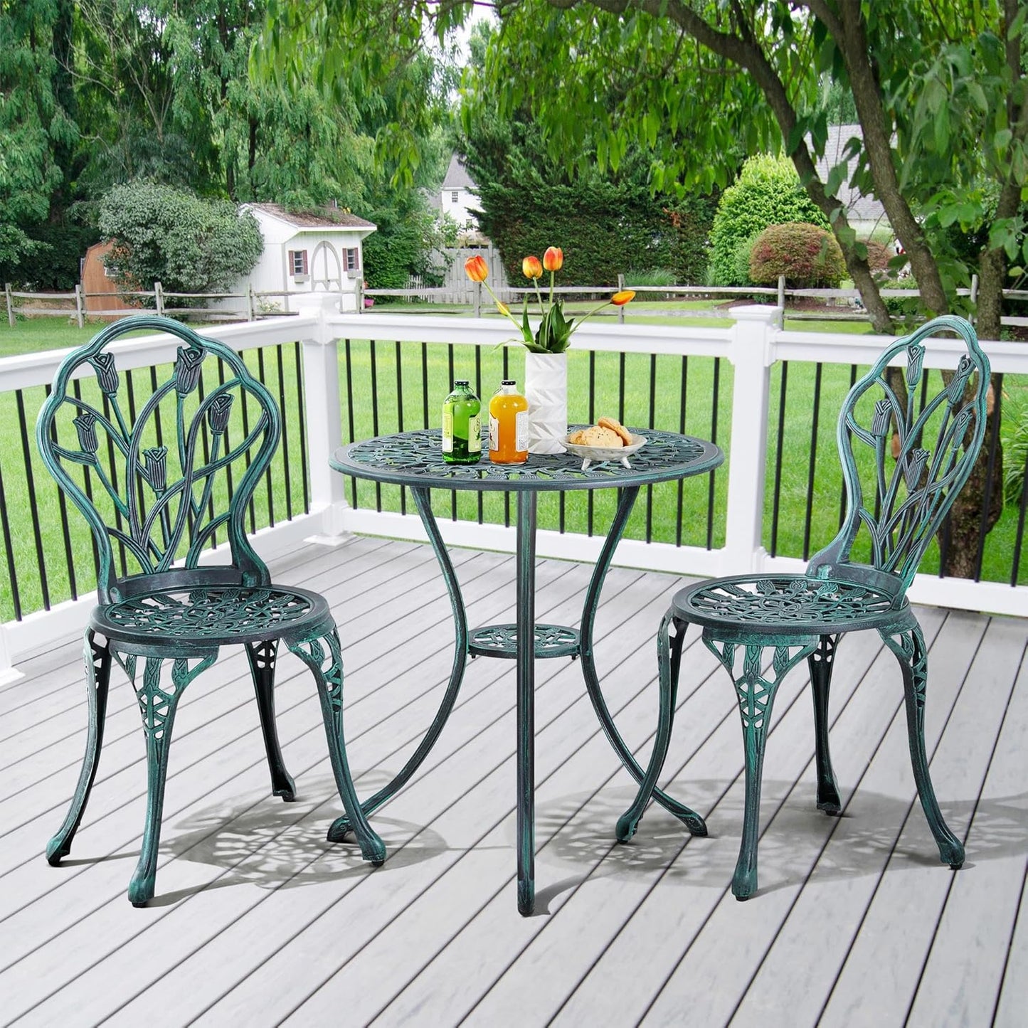 Patio Bistro Sets 3 Piece Cast Aluminum Bistro Table