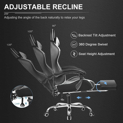 GTPLAYER Gaming Chair with Footrest and Lumbar Support