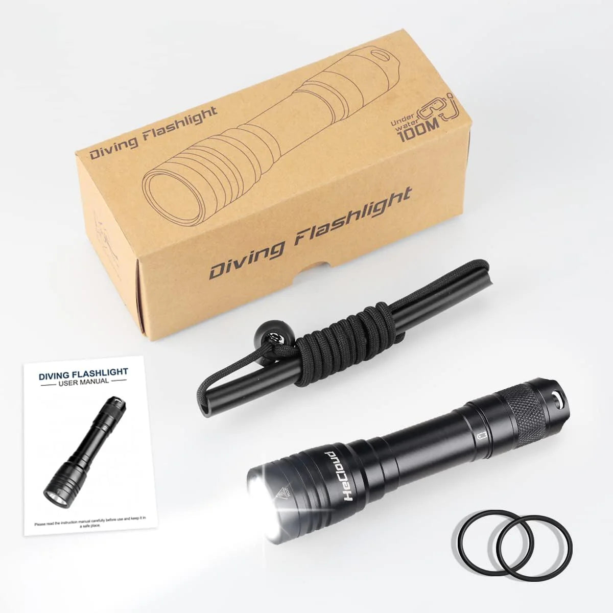 Scuba Diving Flashlight with Rechargeable Dive Light Scuba Diving 5500LM Underwater Flashlight 328ft IPX8 Waterproof 4 Modes Scuba Dive Light with Charger for Submarine Deep Sea Snorkeling