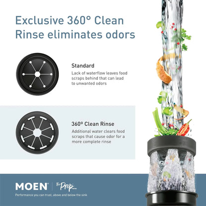 Disposer Prep Series 1/2 HP Continuous Feed Garbage Disposal with Sound Reduction, Power Cord Included
