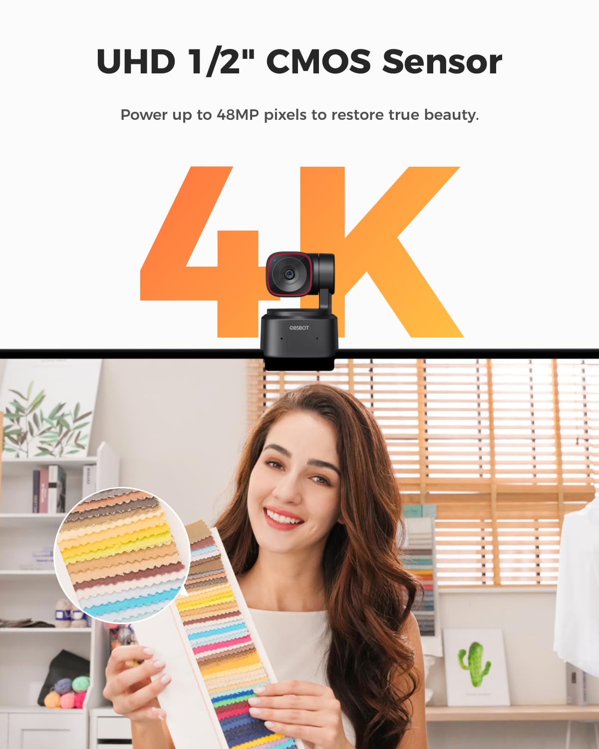OBSBOT Tiny 2 Lite 4K Webcam - AI Tracking & Gesture Control