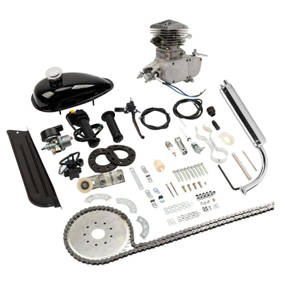 Zimtown 80cc 2 Stroke Engine Bike Motor Kit for 26′′ Bicycles, Silver White