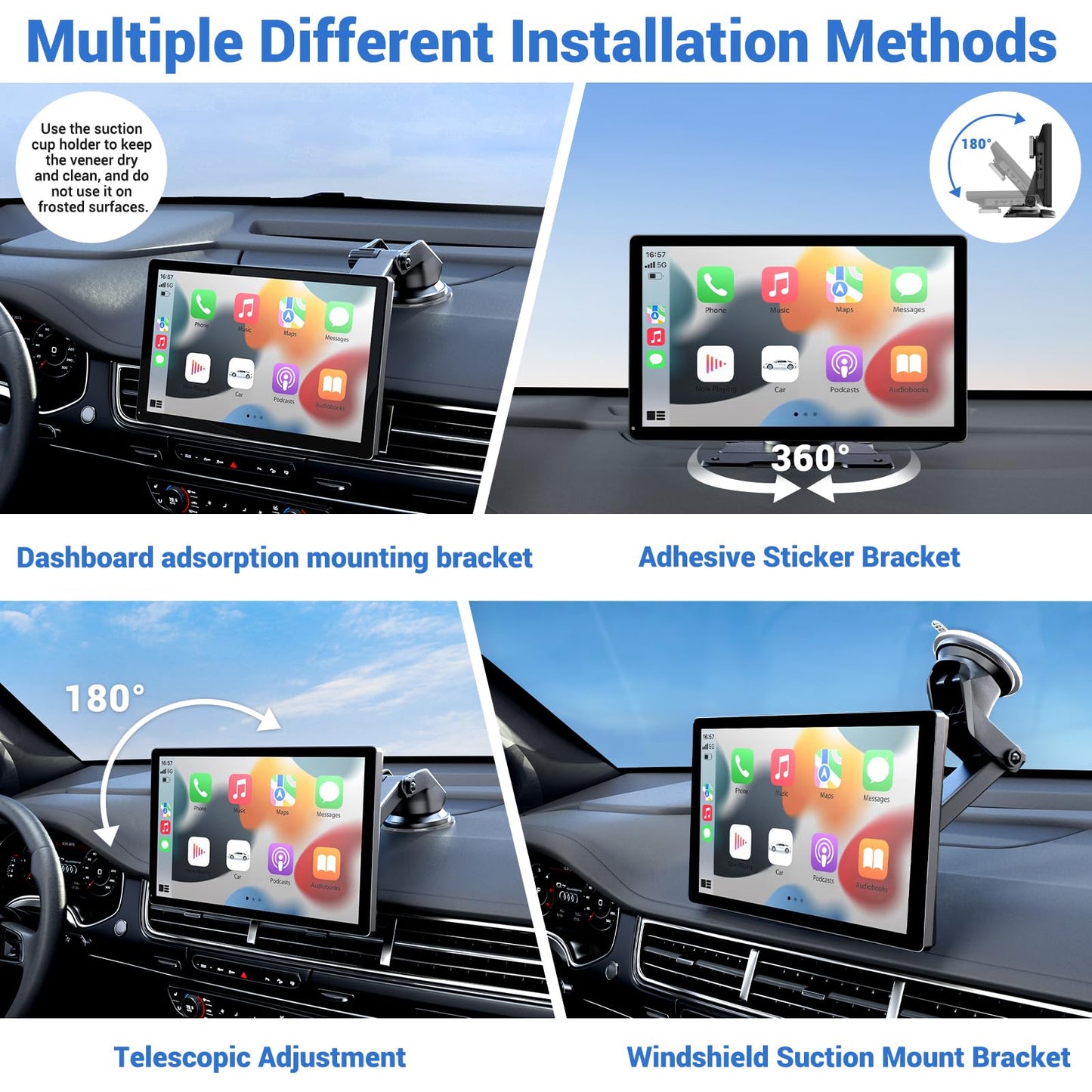 HAUXIY Wireless Apple Carplay Screen - 9" Portable Car Stereo