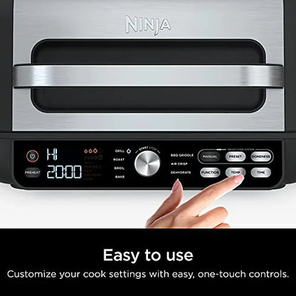 Ninja IG651 Foodi Smart XL Pro 7 in 1 Indoor Grill/Griddle Combo, use Opened or Closed, Air Fry, Dehydrate & More, Pro Power Grate, Flat Top, Crisper, Smart Thermometer, Black: Home & Kitchen