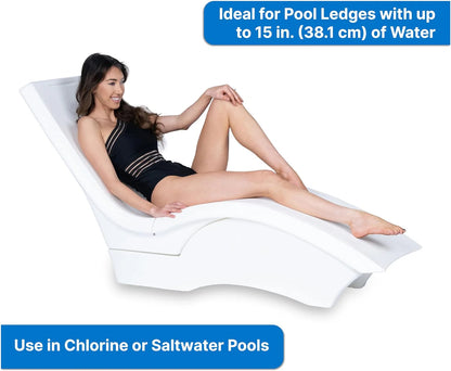 Pool Lounger, Fade-Resistant, Waterproof Patio Furniture, Pool Lounge Chair for Sun Shelf, Use in Pools with Shelves Up to 9-Inches Deep or Outside Pool Deck, Weighted, White