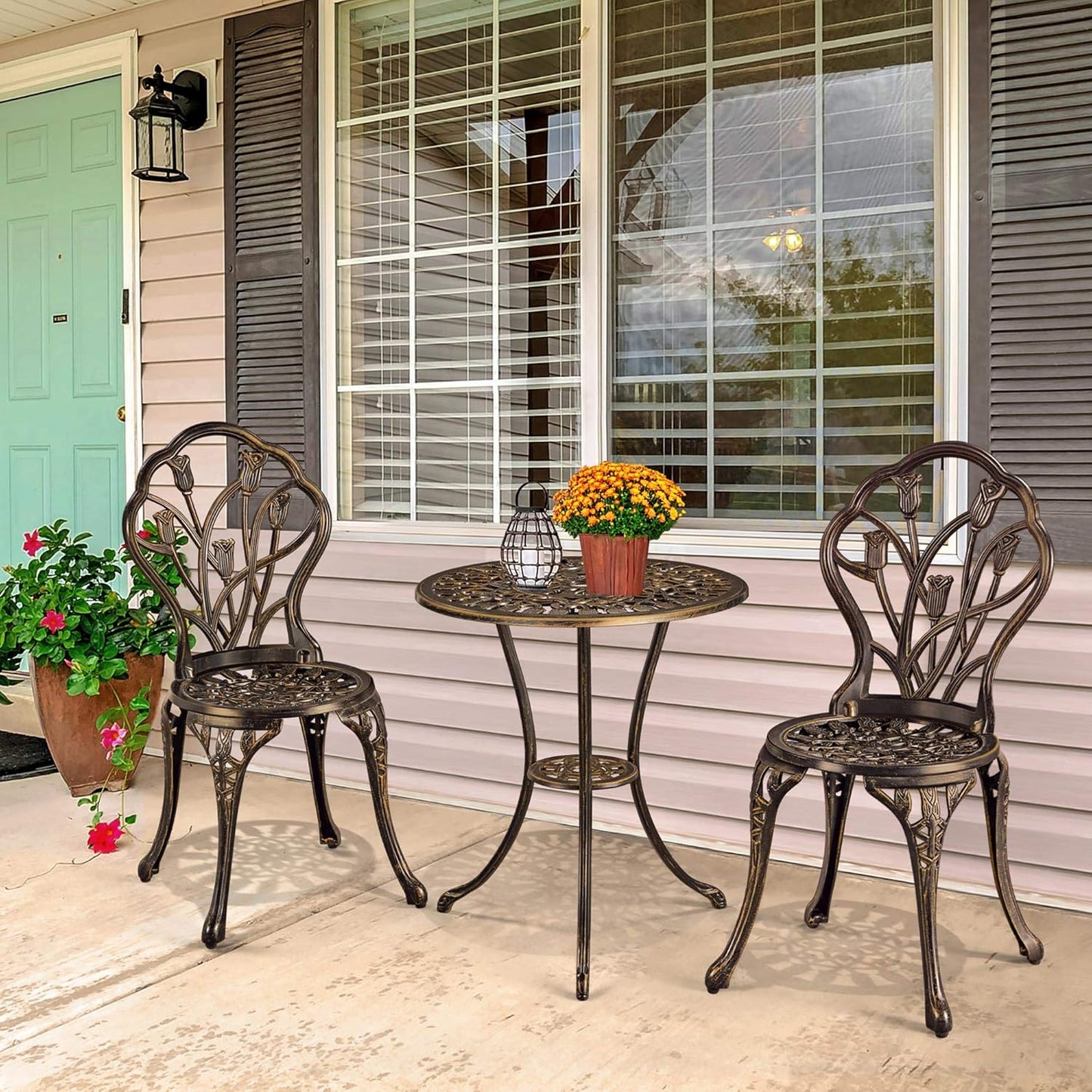 Patio Bistro Sets 3 Piece Cast Aluminum Bistro Table