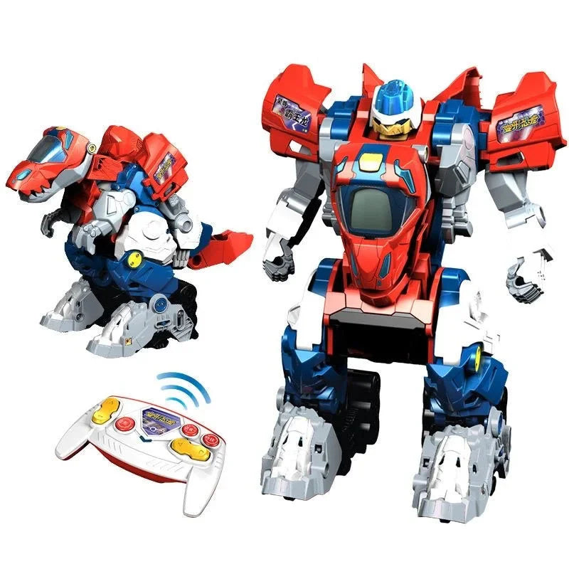 One-key Deformation Dinosaur Robot With Sound and Llight Music Dinosaur knowledge Remote Control Dinosaur RC Robot Toy Children